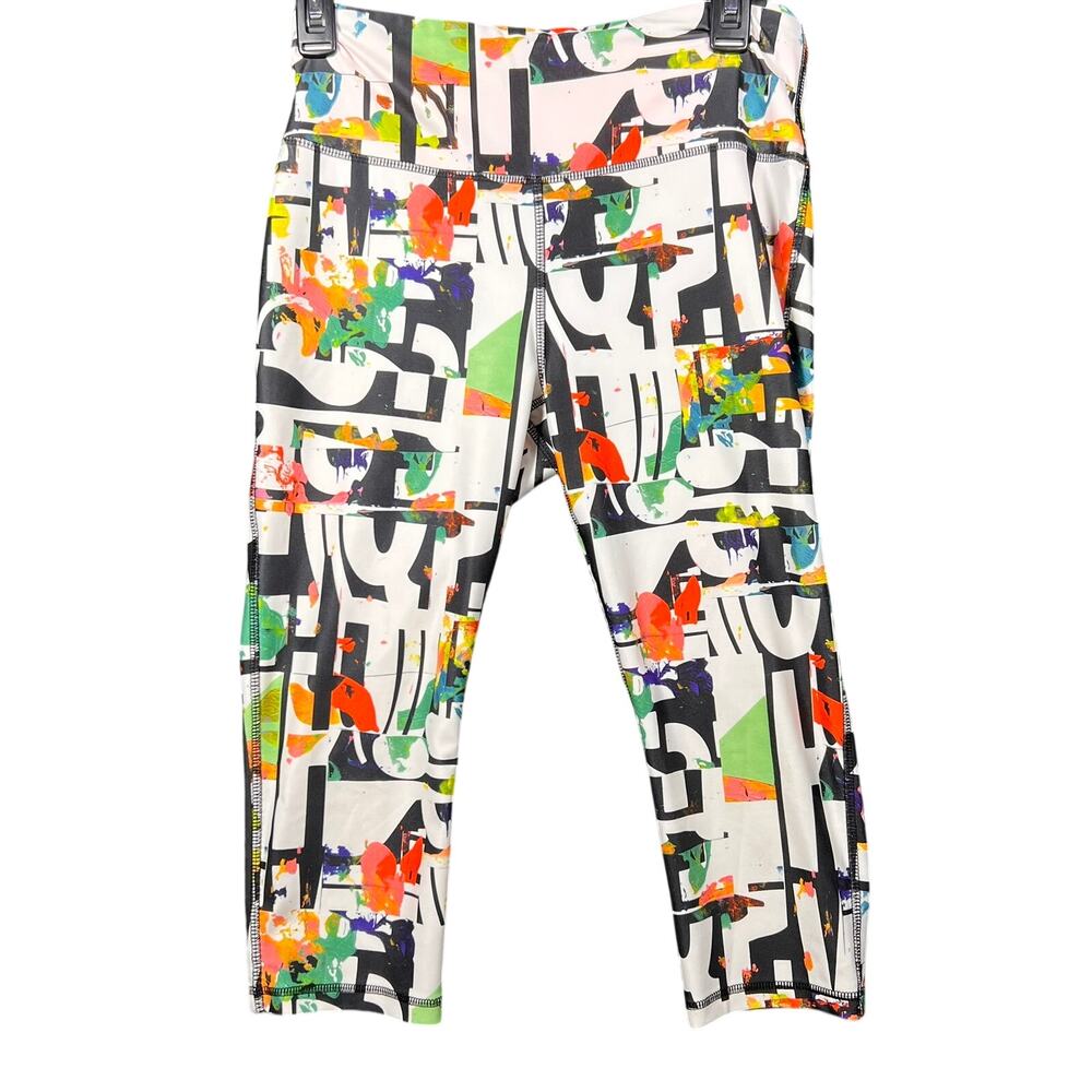Spalding Leggings Abstract Print Athleisure Activewear Colorful Size M